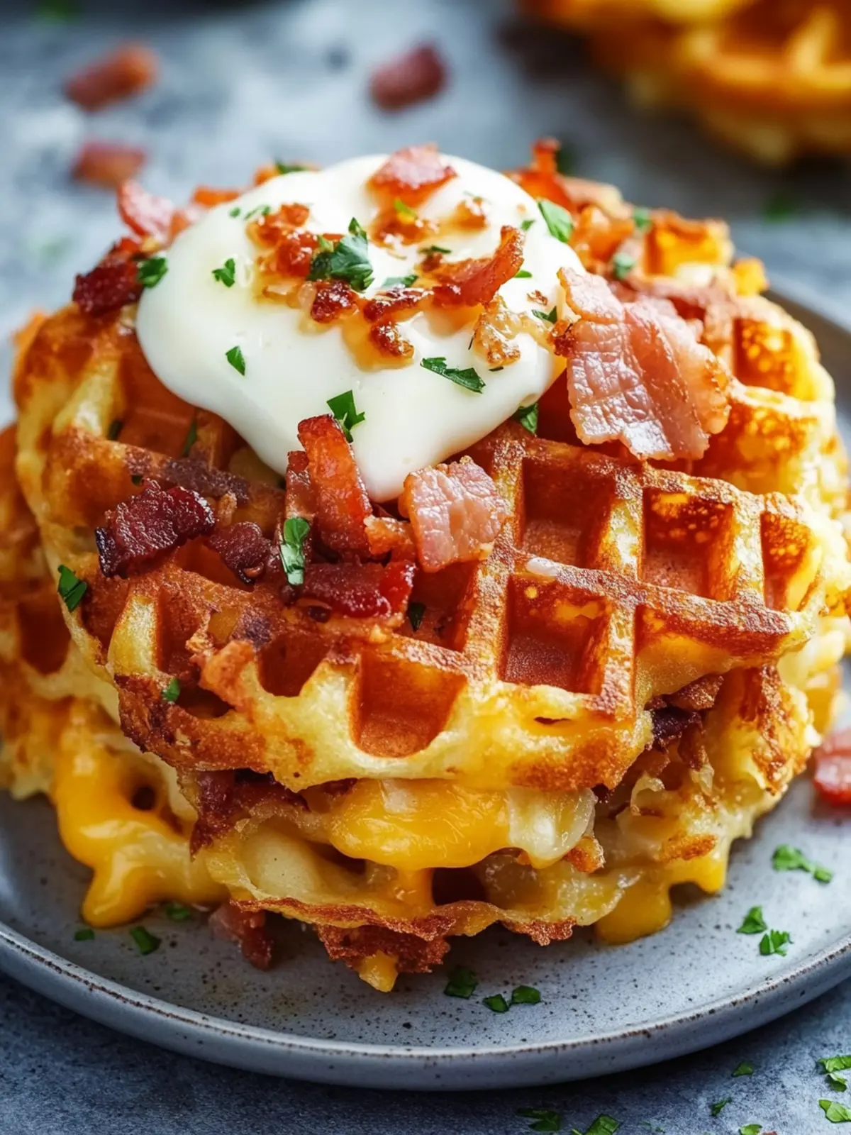 Ultimative Speck und Käse Hashbrown Waffeln für jeden Brunch 5 Ultimative Speck und Käse beladene Hashbrown Waffeln