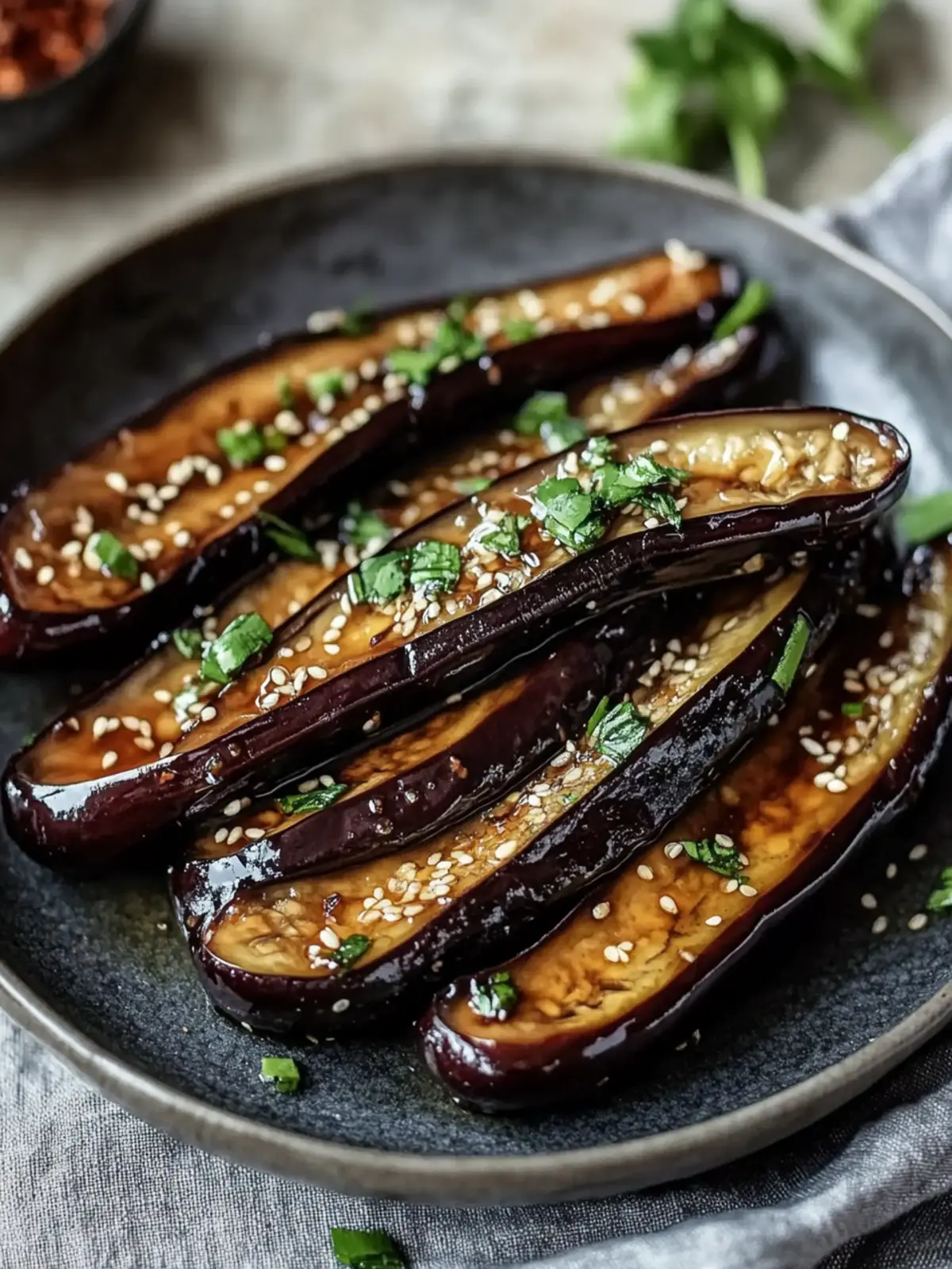 Knusprige chinesische Aubergine in Knoblauch-Soja-Glasur selbstgemacht 3 Knusprige chinesische Aubergine in Knoblauch-Soja-Glasur