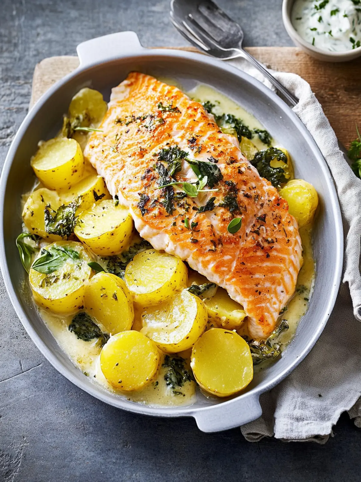 Zarter Lachs Auflauf mit Kartoffeln für gemütliche Abende 4 Zarter Lachs Auflauf mit Kartoffeln