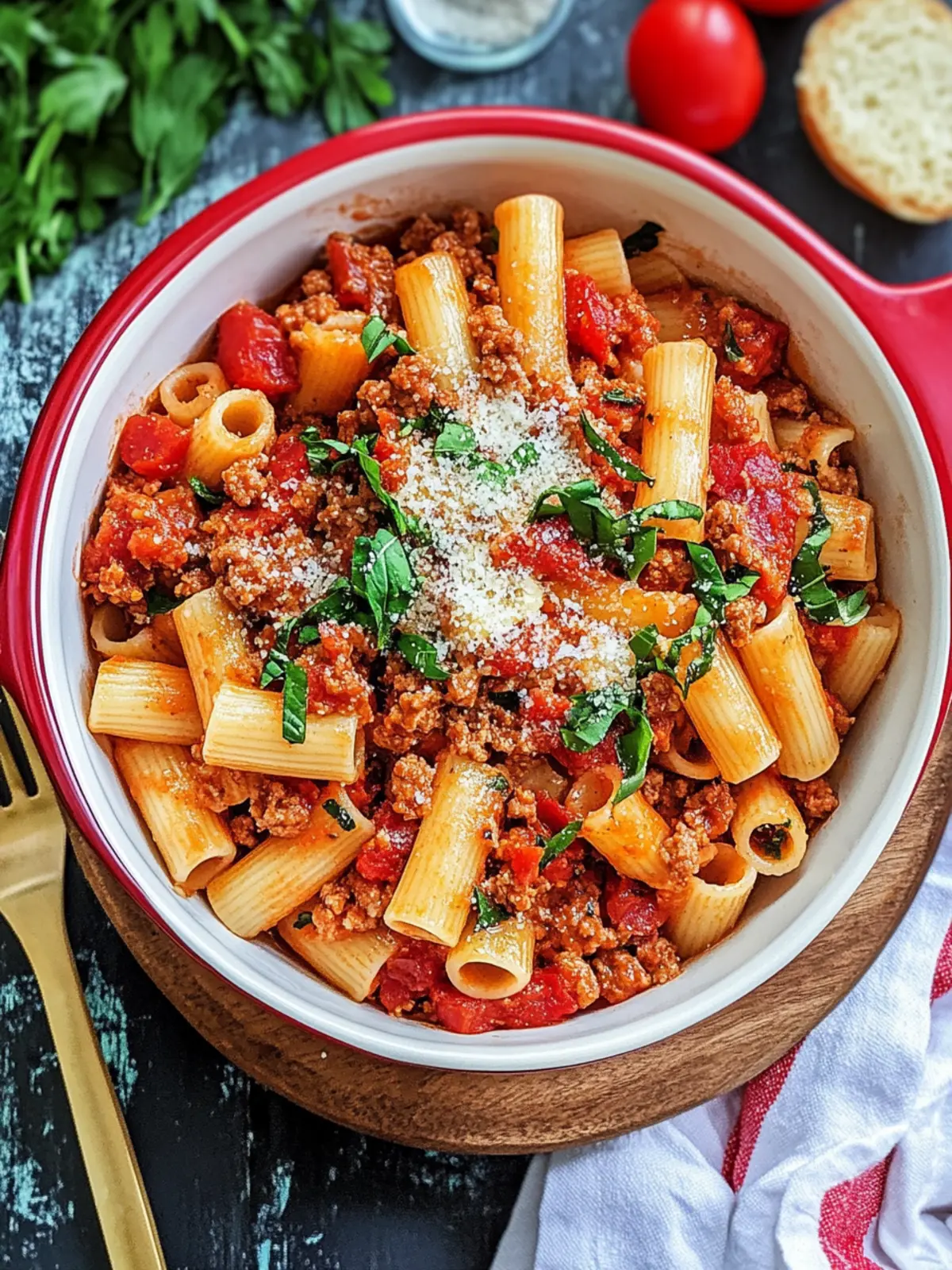 Schnelle One-Pot-Bolognese mit Pilzen für ein schnelles Dinner 3 One-Pot-Bolognese