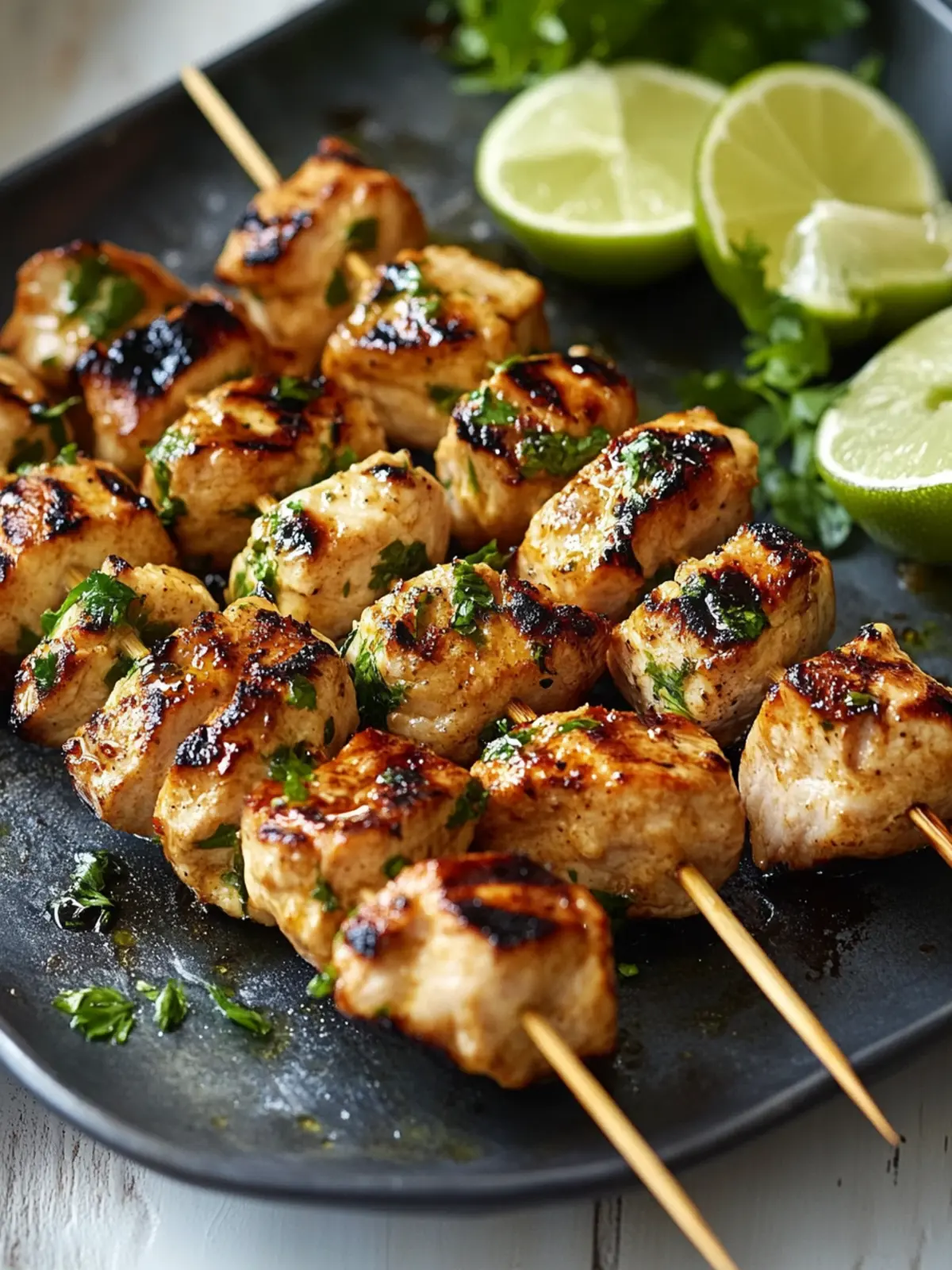 Saftige Knoblauch-Limetten-Hähnchenspieße vom Grill - Sommergenuss! 4 Succulent garlic lime chicken skewers from the grill