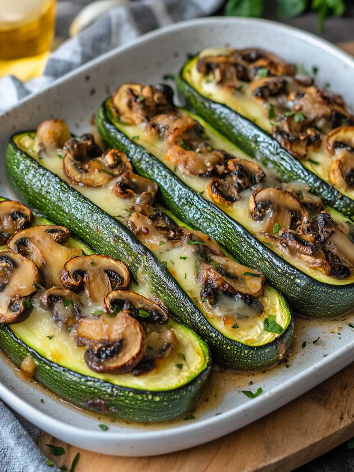 Köstliche Gefüllte Zucchini mit Champignons für ein Gesundes Abendessen 3 Gefüllte Zucchini mit Champignons