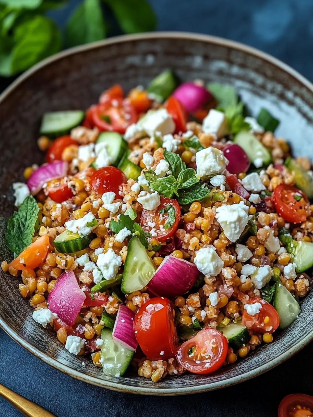 Köstlicher Orientalischer Rote Linsensalat mit Feta entdecken 4 Orientalischer Rote Linsensalat mit Feta