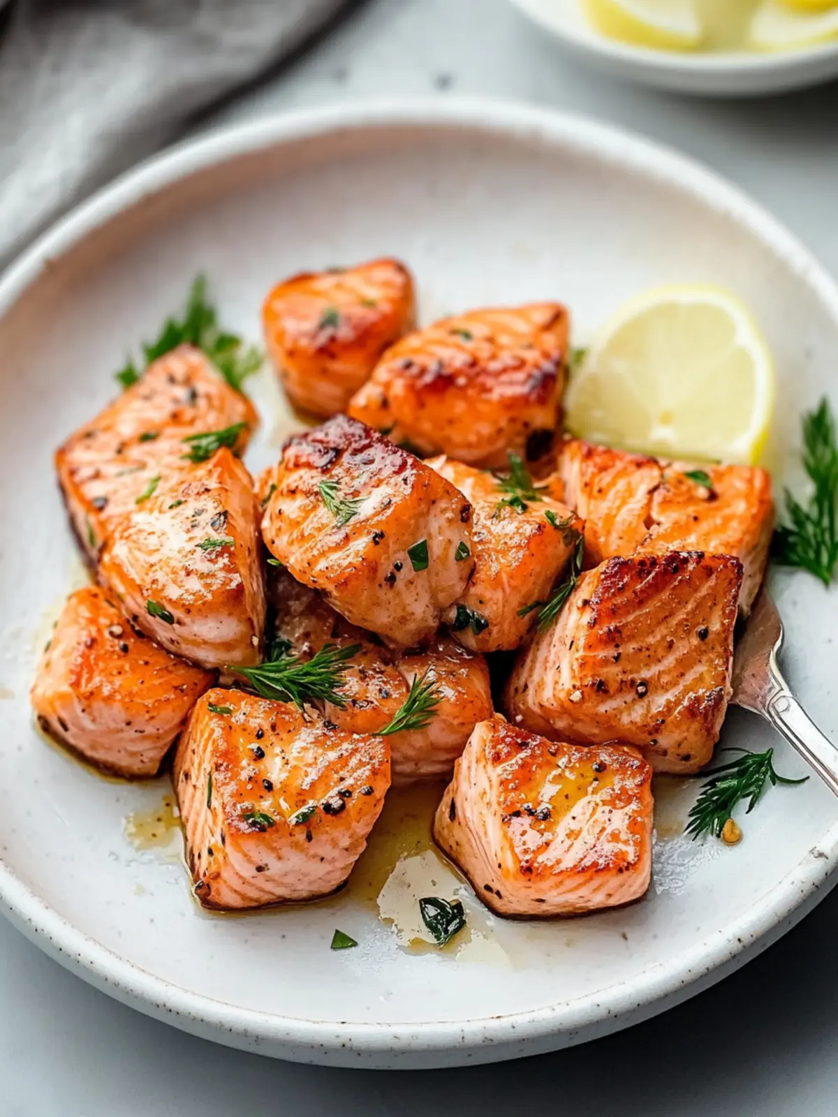 Luftfritteusen-Lachsstücke mit Zitronen-Knoblauch-Butter 2 Luftfritteusen-Lachsstücke