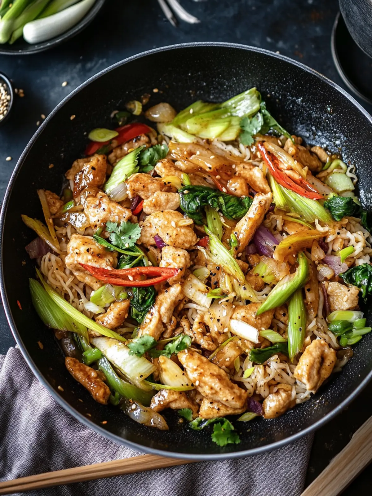 Chinesische Hähnchenpfanne mit Spitzkohl und Zwiebel – Blitzschnell kochen! 5 Chinesische Hähnchenpfanne mit Spitzkohl und Zwiebel