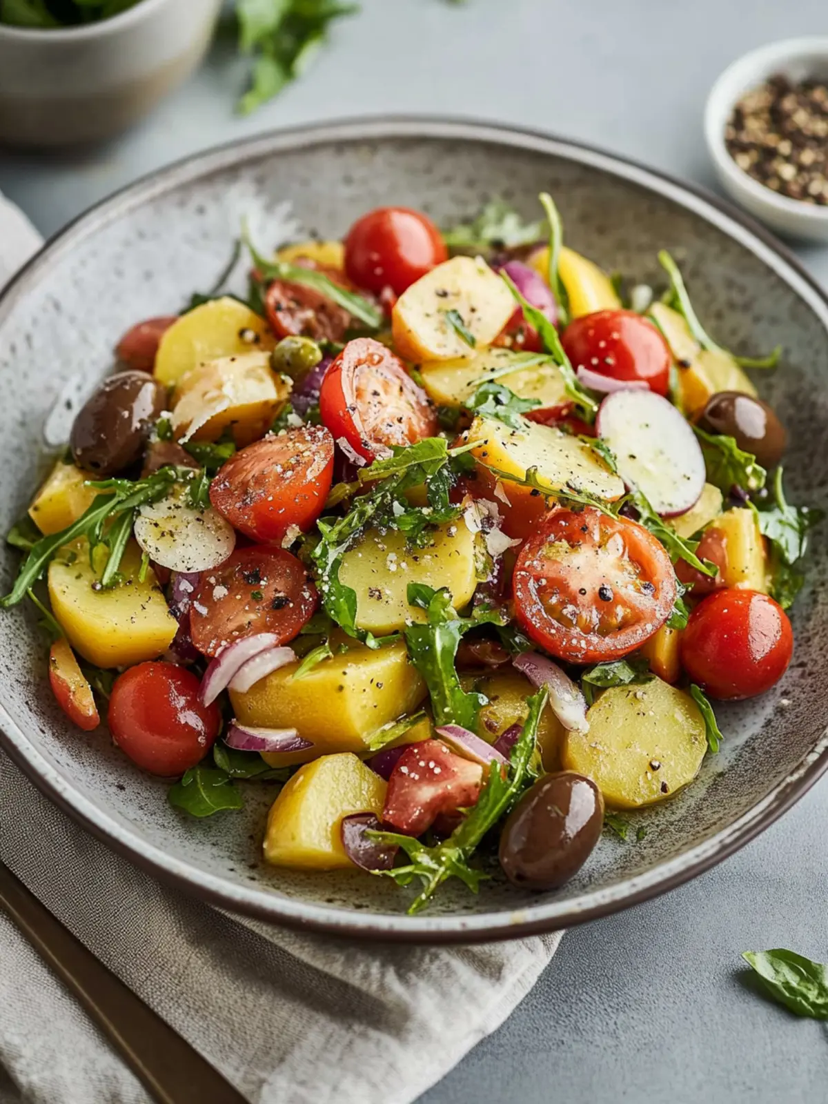 Vietnamesischer Mediterraner Kartoffelsalat für den Sommer 3 Mediterraner Kartoffelsalat