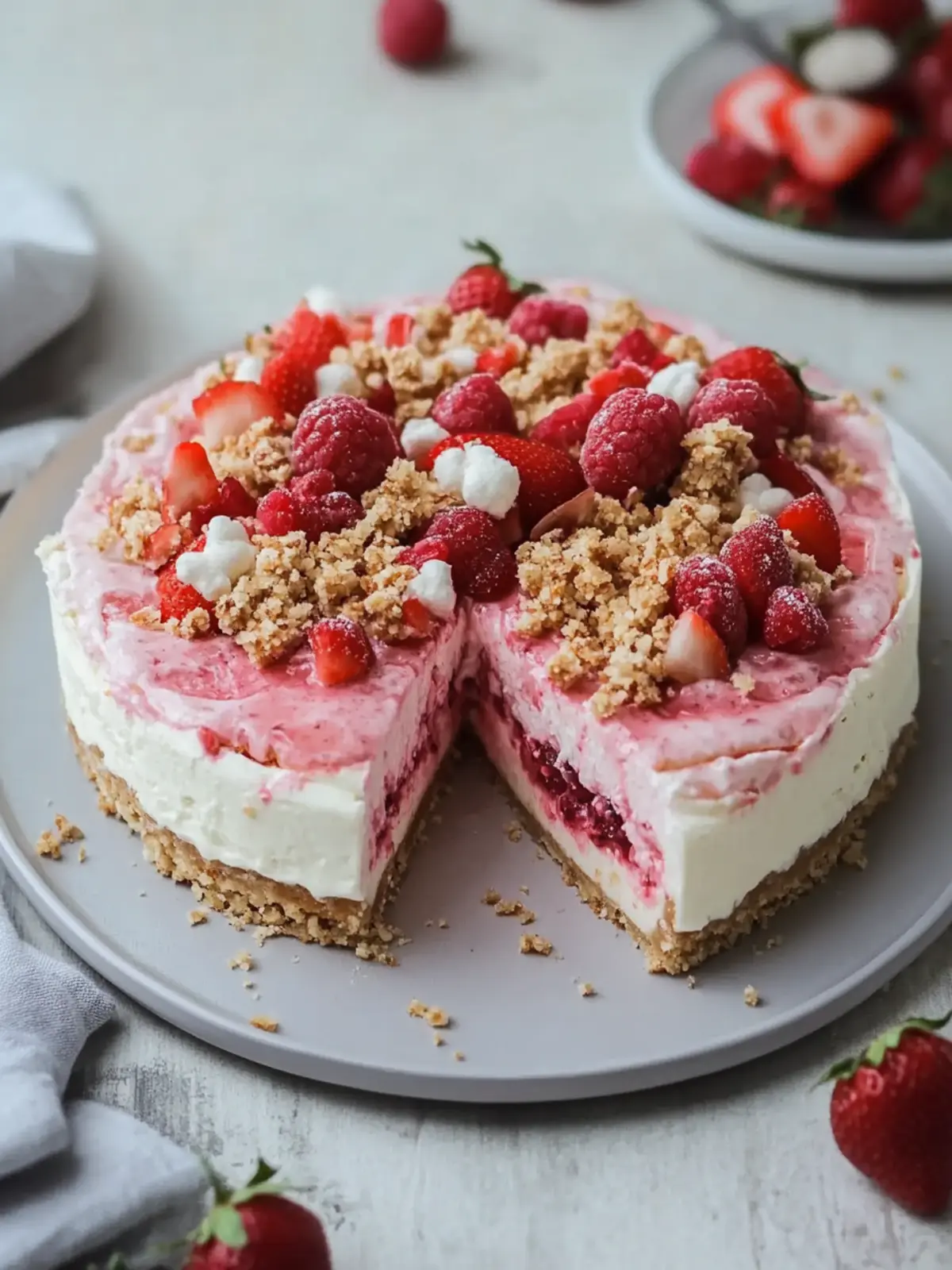 Erdbeer Crunch Käsekuchen: Der perfekte No-Bake Genuss 5 Erdbeer Crunch Käsekuchen