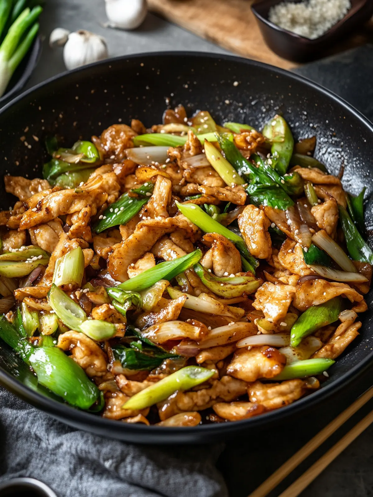 Chinesische Hähnchenpfanne mit Spitzkohl und Zwiebel – Blitzschnell kochen! 2 Chinesische Hähnchenpfanne mit Spitzkohl und Zwiebel
