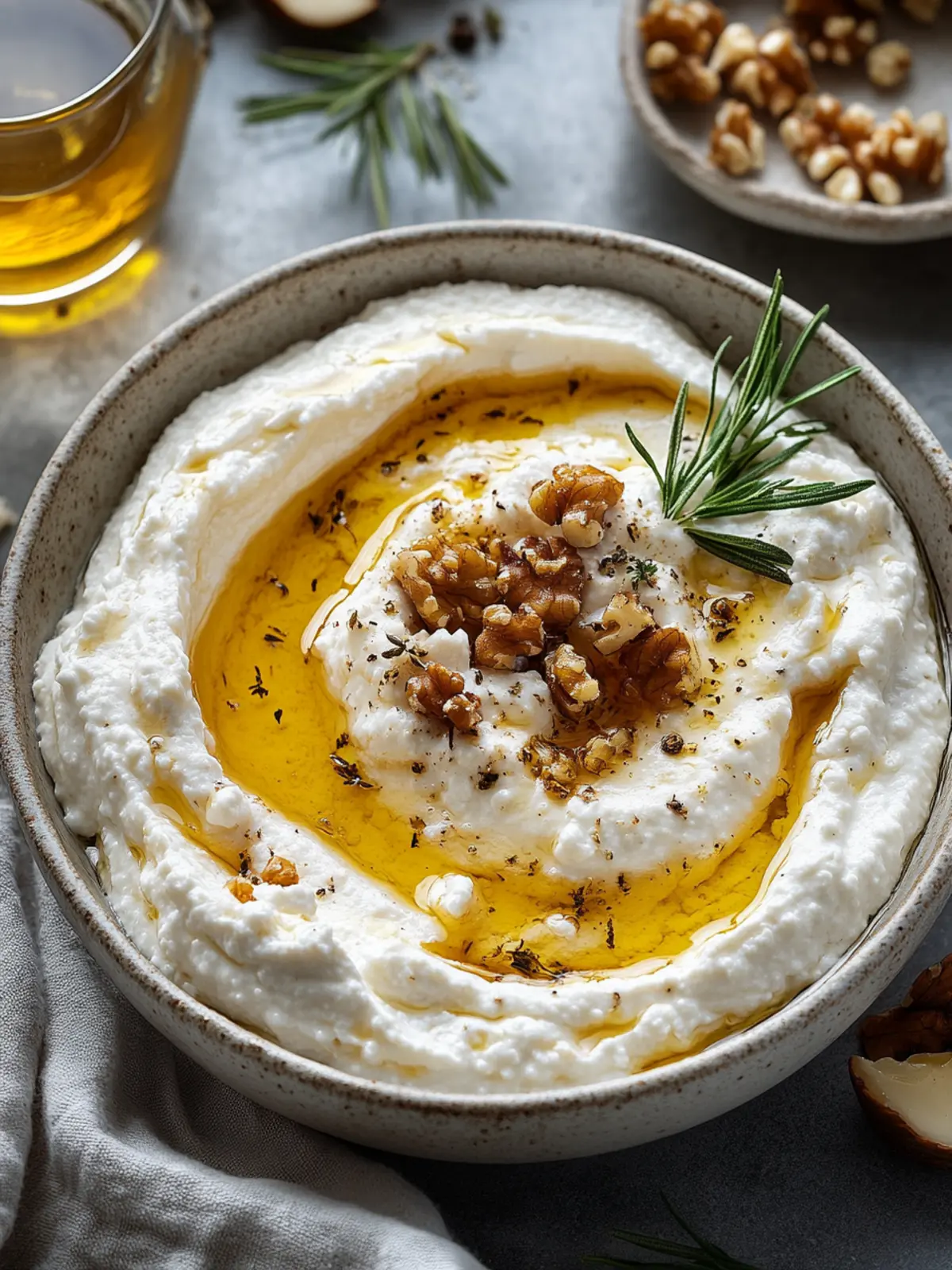 Scharfer Ricotta-Dip mit scharfen Honig und Walnüssen für Gäste 3 Scharfer Ricotta-Dip mit scharfen Honig und gerösteten Walnüssen