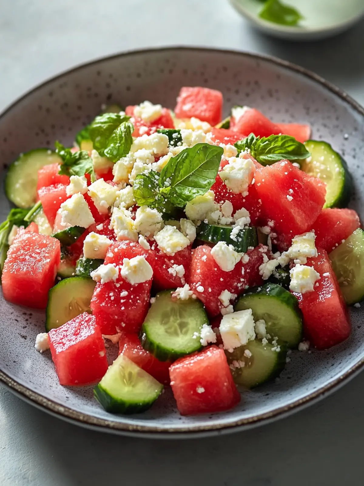 Wassermelonen Gurken Salat Minze & Feta für heiße Sommertage 5 Wassermelonen Gurken Salat Minze & Feta