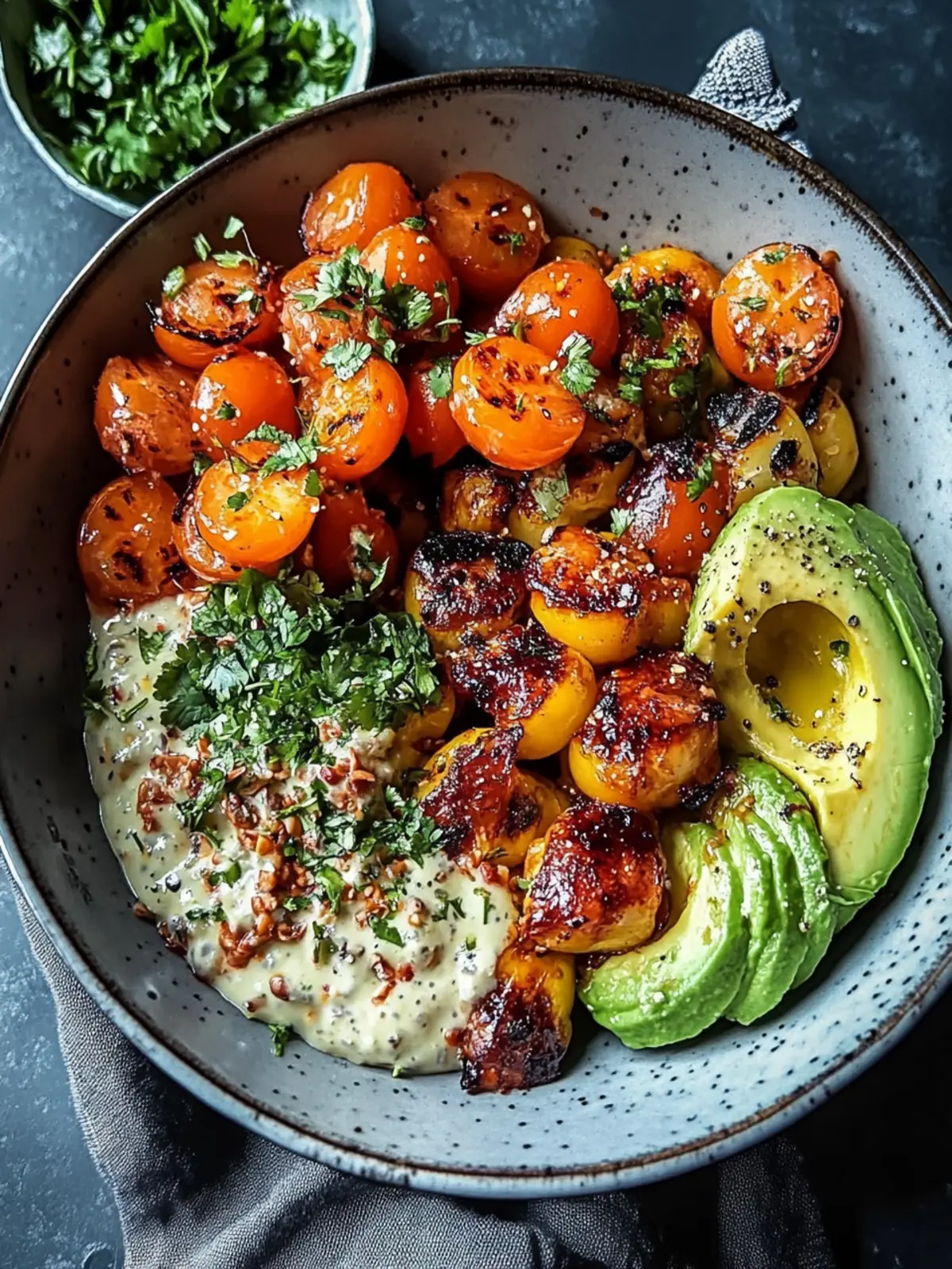 Gegrillte Garnelen Bowl mit Avocado Mais-Salsa & Cremiger Sauce genießen 2 Gegrillte Garnelen Bowl mit Avocado Mais-Salsa & Cremiger Sauce