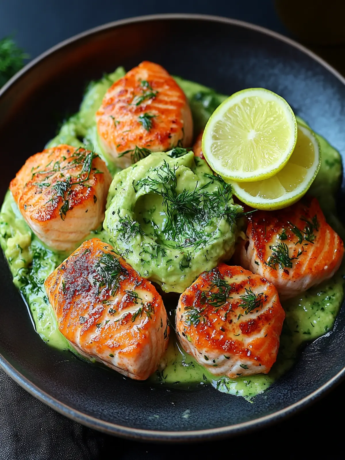 Gebackene Lachsfrikadellen mit cremiger Avocadosauce genießen 2 Gebackene Lachsfrikadellen mit cremiger Avocadosauce