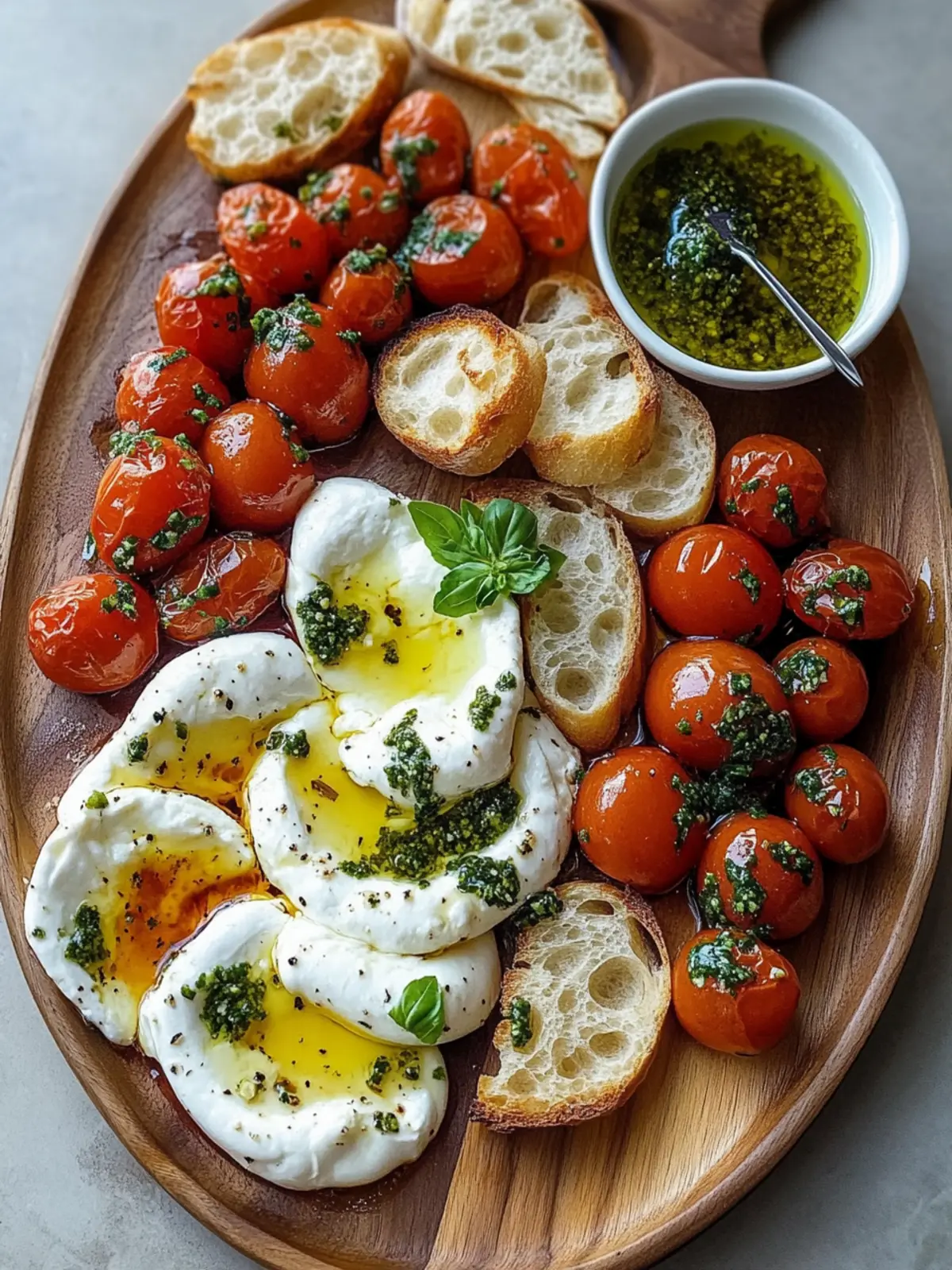 Marinierte Mozzarella & Burrata Tapas Platte mit Knoblauchbrotstangen – Der perfekte Genuss für deinen Abend! 5 Marinierte Mozzarella & Burrata Tapas Platte mit Knoblauchbrotstangen