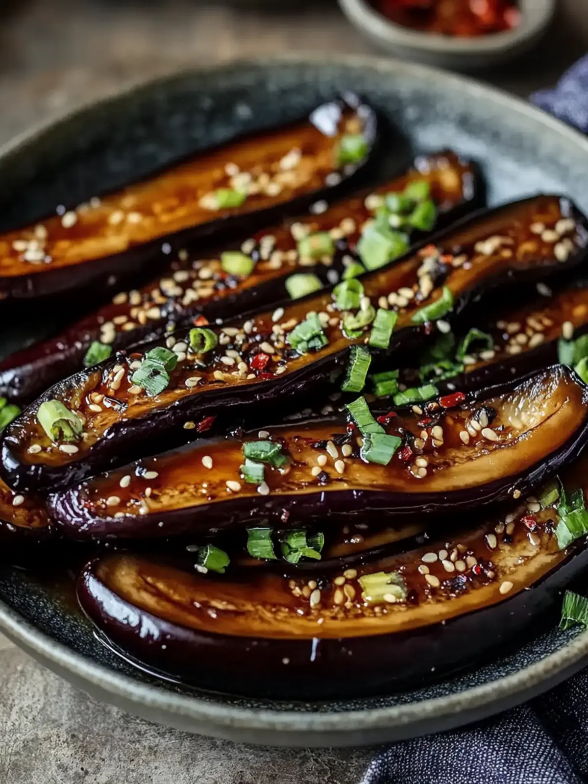 Knusprige chinesische Aubergine in Knoblauch-Soja-Glasur selbstgemacht 2 Knusprige chinesische Aubergine in Knoblauch-Soja-Glasur