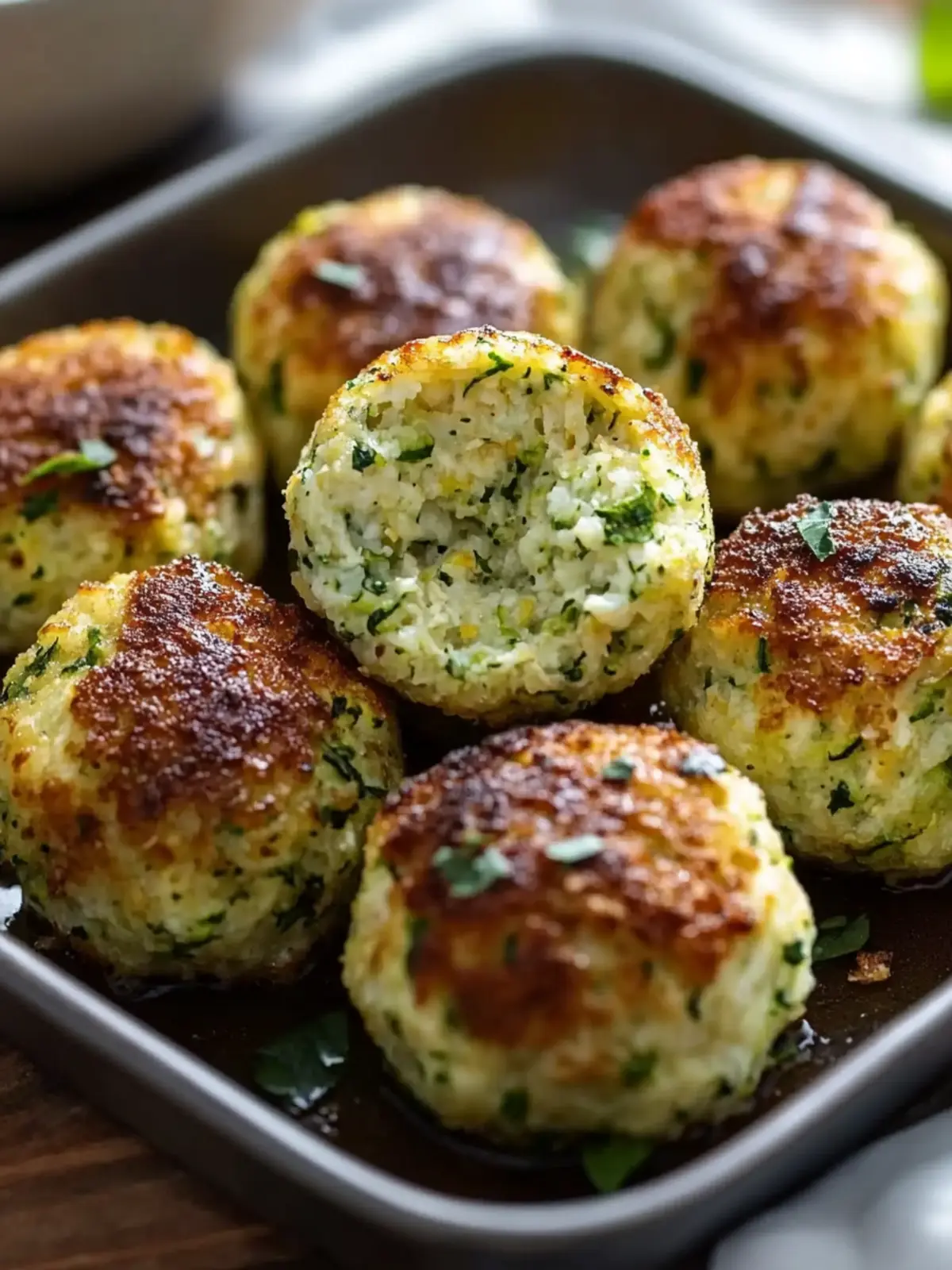 Crispy Zucchini-Feta-Bällchen aus dem Ofen: Dein neuer Snack-Hit 3 Crispy zucchini feta balls from the oven