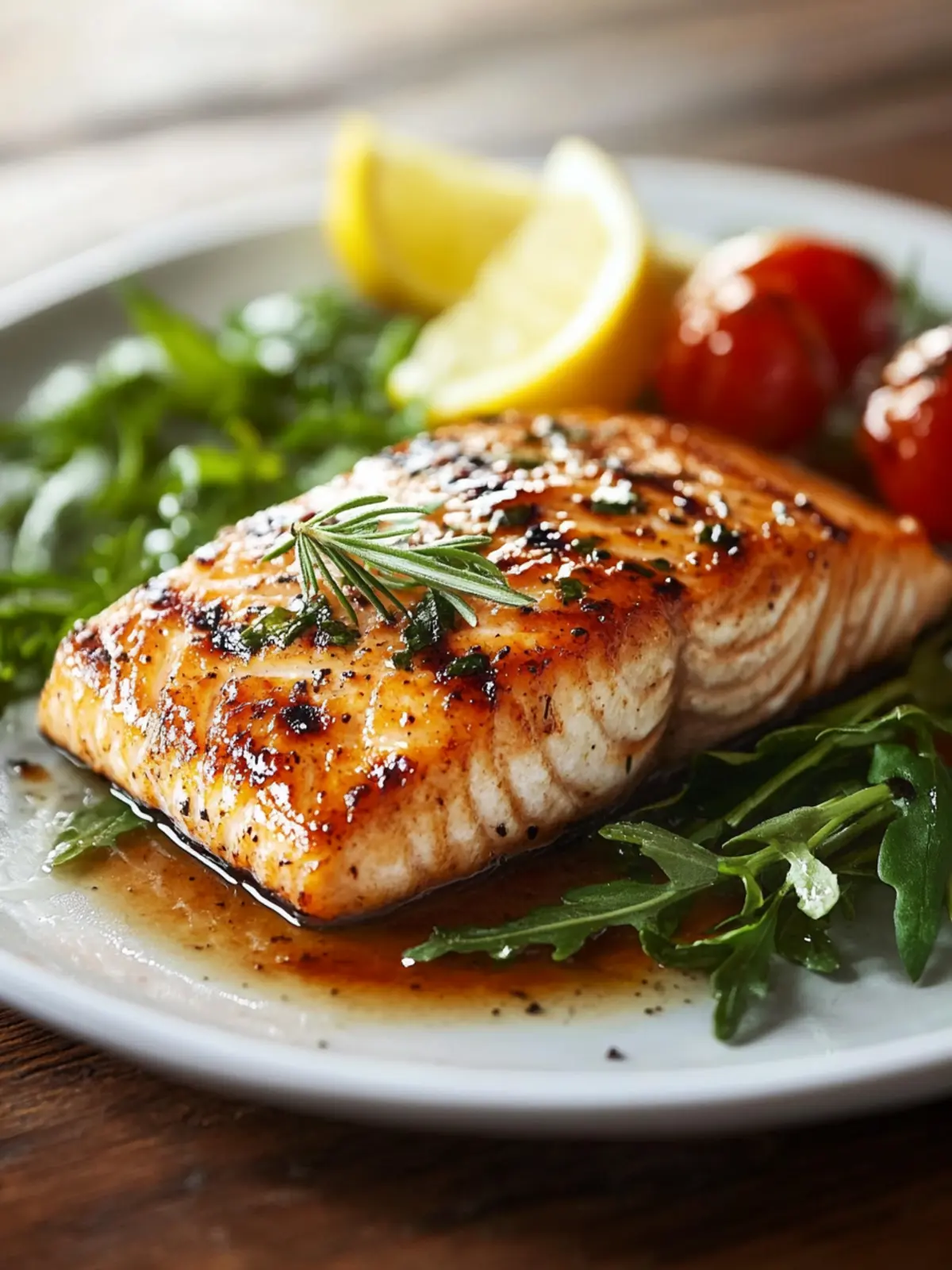 Saftiges Lachsfilet vom Grill mit Honig-Senf-Glasur 2 Juicy salmon fillet from the grill
