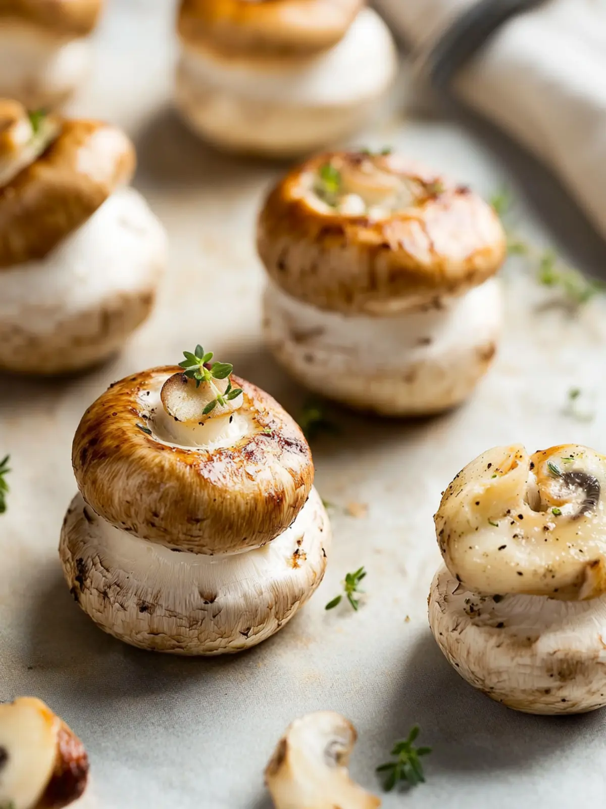 Leckere Überbackene Champignons mit cremiger Füllung 2 Überbackene Champignons