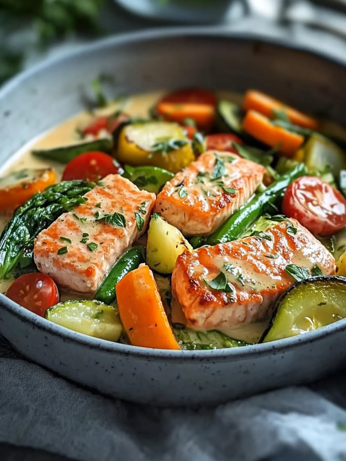 Cremige Kokos-Lachs-Pfanne mit Gemüse – Gesund & Schnell Genuss 3 Cremige Kokos-Lachs-Pfanne mit Gemüse