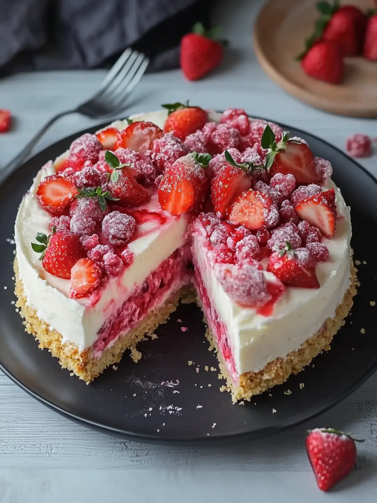 Erdbeer Crunch Käsekuchen: Der perfekte No-Bake Genuss 3 Erdbeer Crunch Käsekuchen