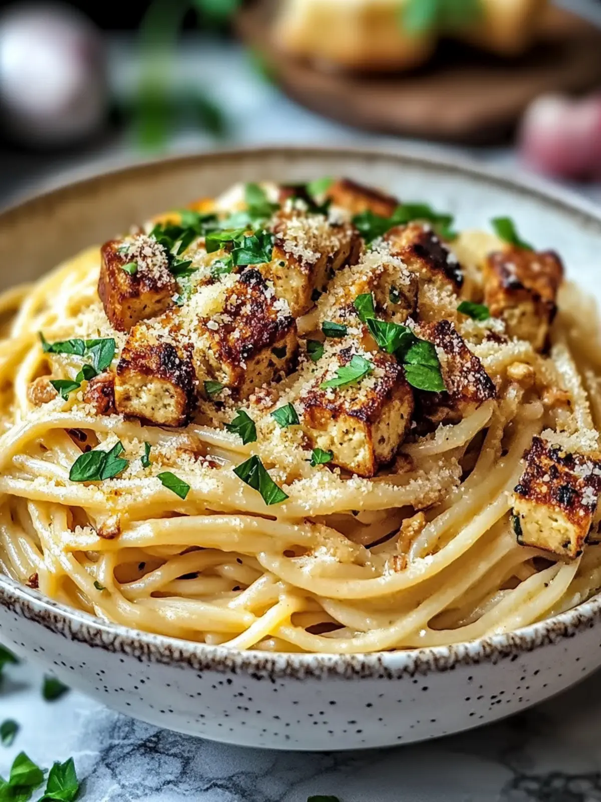 Cremige vegane Carbonara – Schnelle Cashew- und Tofu-Pasta für Genießer 3 Cremige vegane Carbonara – Schnelle Cashew- und Tofu-Pasta-Delikatesse