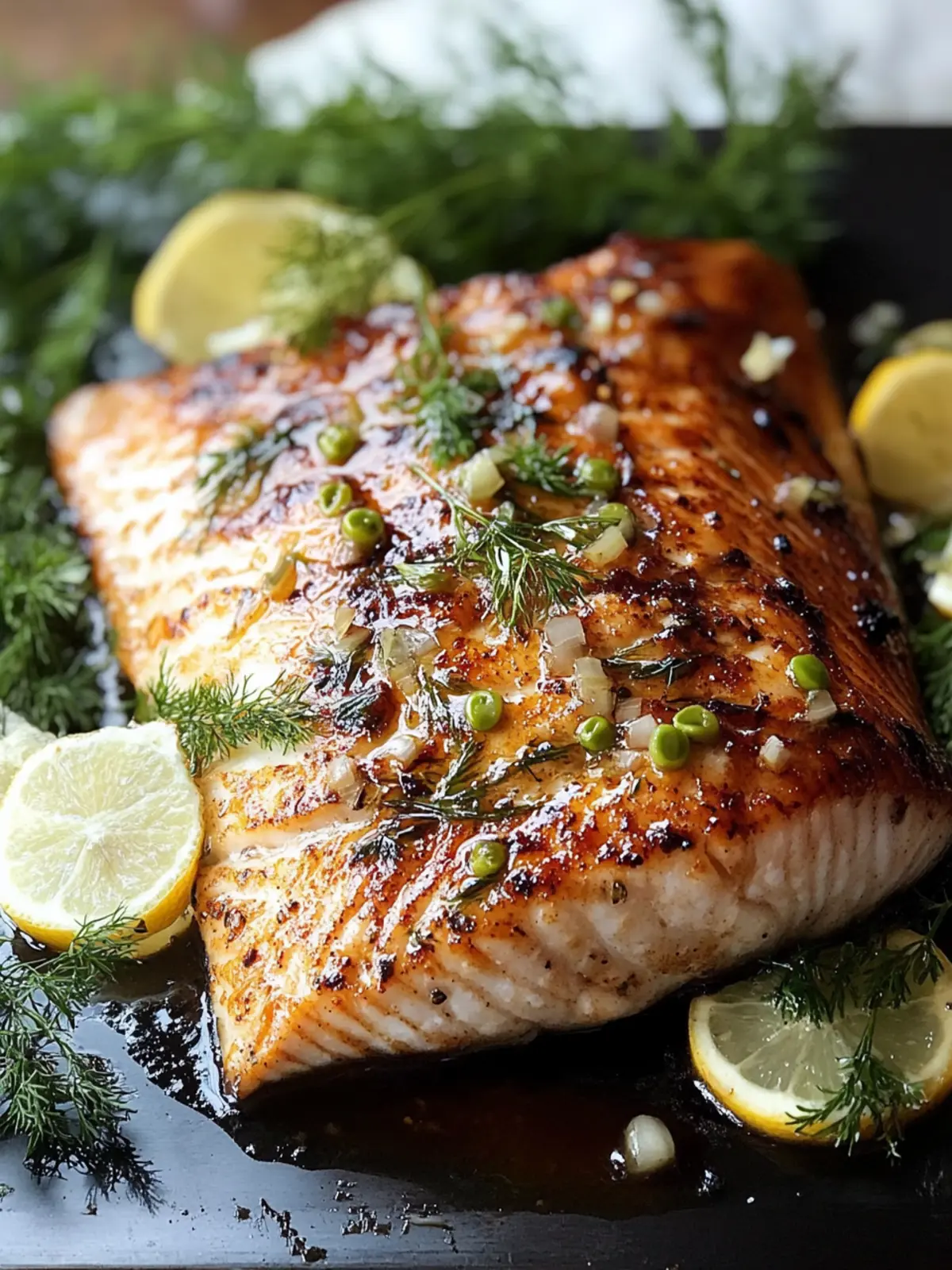 Saftiges Lachsfilet vom Grill mit Honig-Senf-Glasur 4 Juicy salmon fillet from the grill