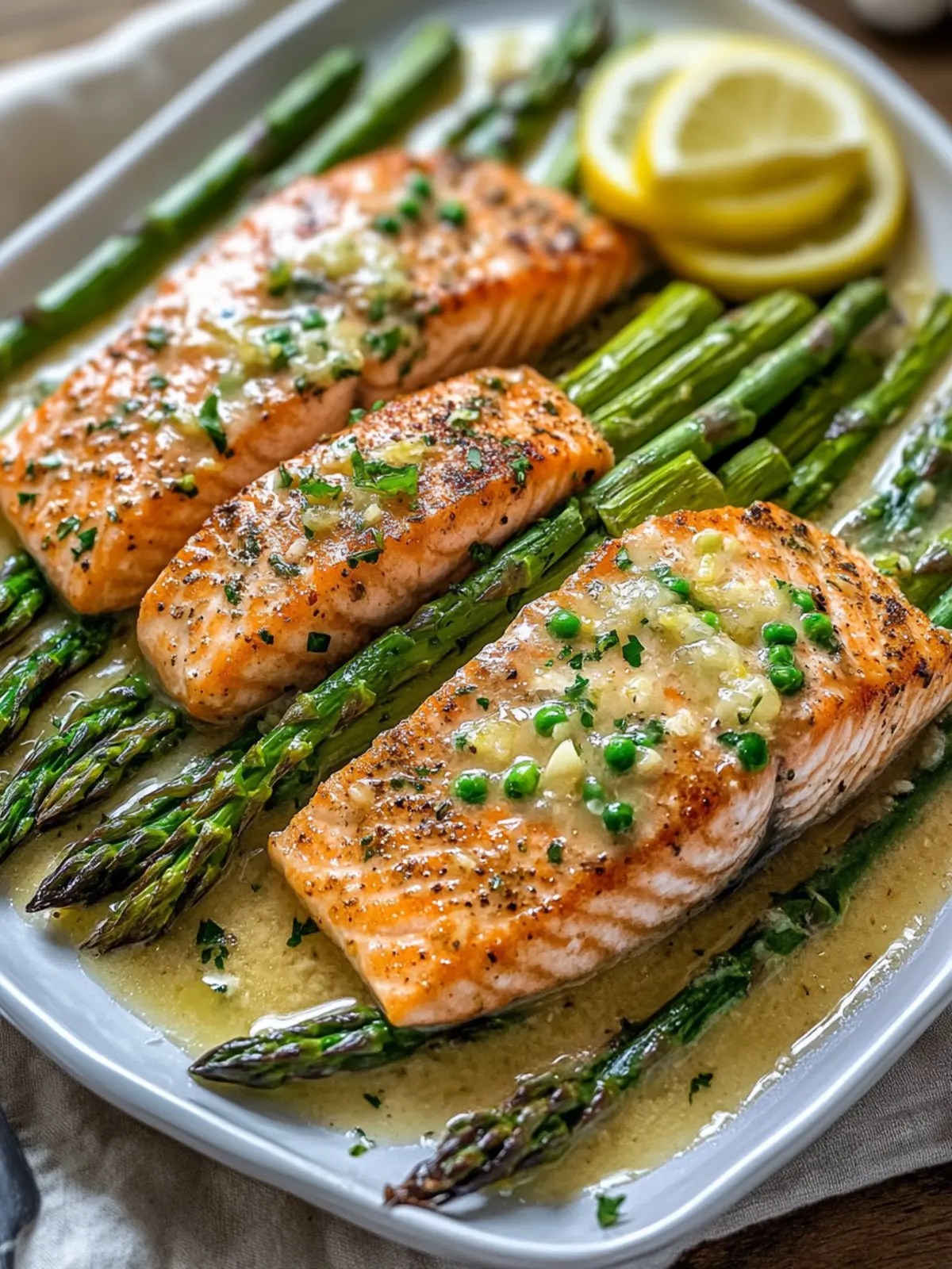 Baked Salmon und Spargel mit Knoblauch-Zitronen-Butterzauber 5 Baked salmon and asparagus with garlic-lemon-butter sauce