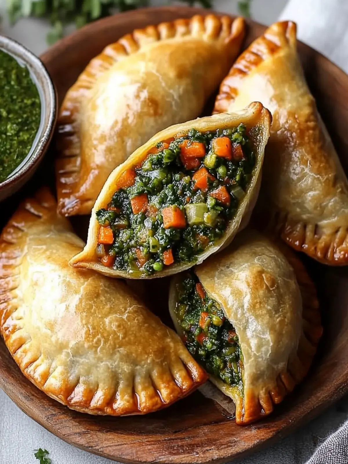 Linsen und Gemüse Vegane Empanadas mit Chimichurri: Gesund genießen! 2 Linsen und Gemüse Vegane Empanadas mit Chimichurri: Eine pflanzenbasierte Abwandlung eines klassischen Favoriten