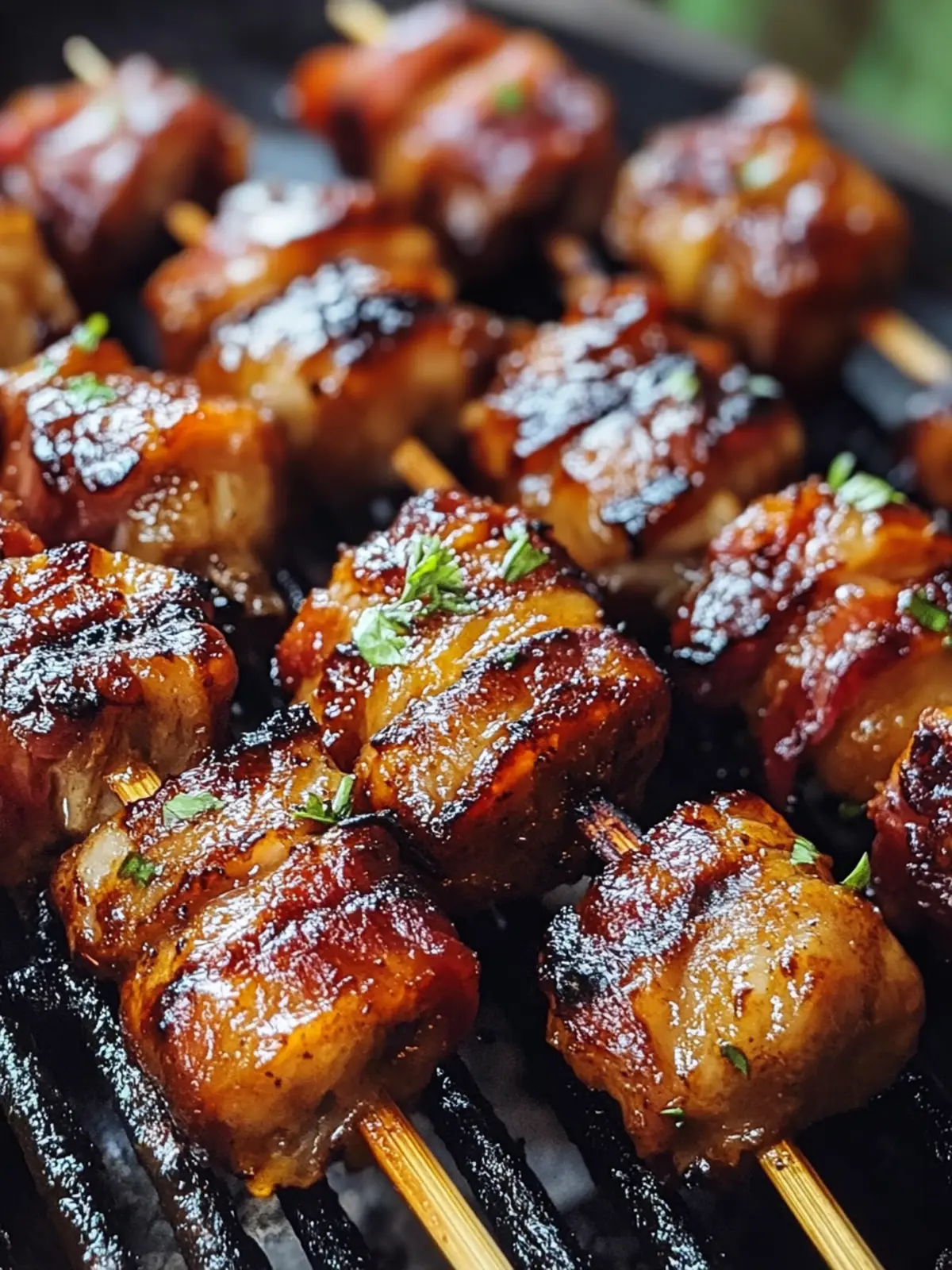 Gegrillte Honig-BBQ-Bacon-Hühnchen-Spieße
