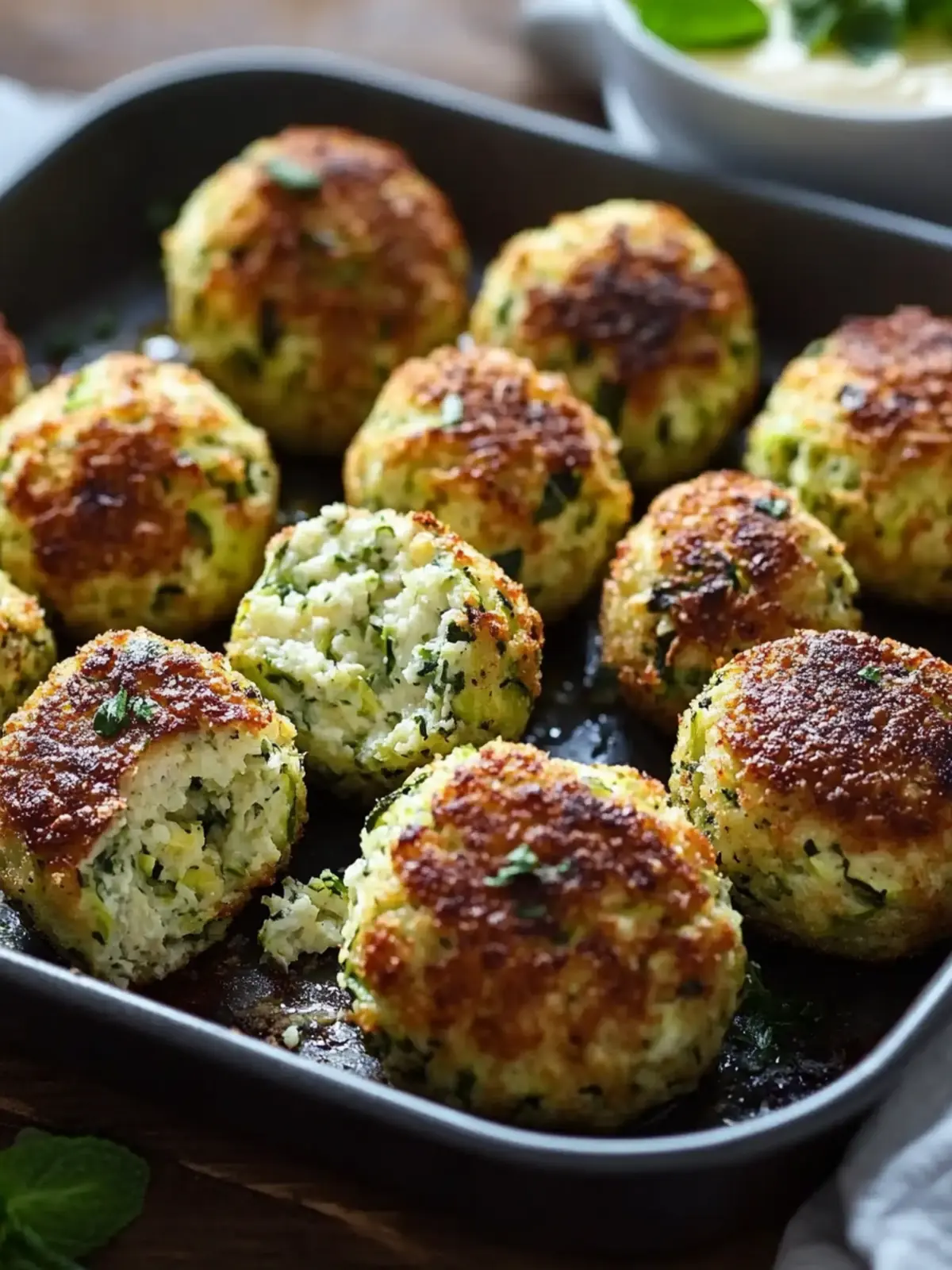 Crispy Zucchini-Feta-Bällchen aus dem Ofen: Dein neuer Snack-Hit 4 Crispy zucchini feta balls from the oven