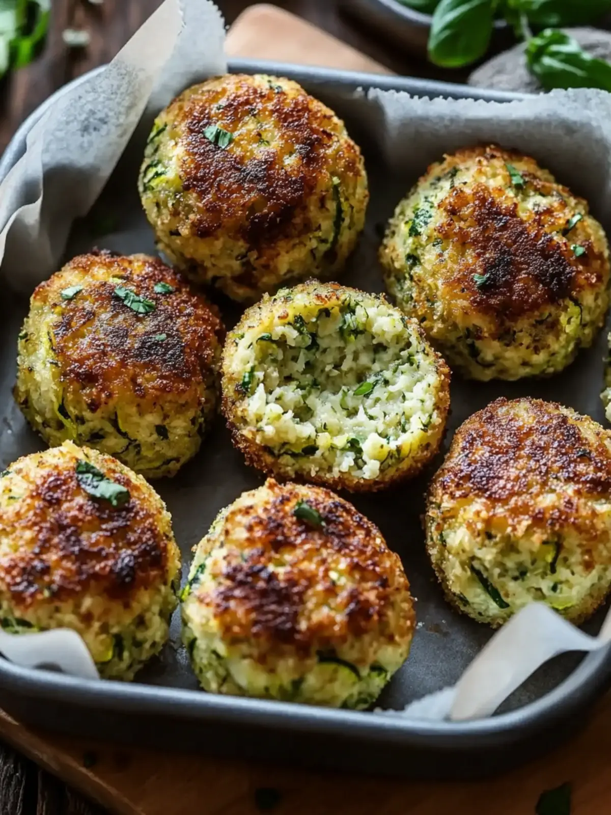 Crispy Zucchini-Feta-Bällchen aus dem Ofen: Dein neuer Snack-Hit 2 Crispy zucchini feta balls from the oven
