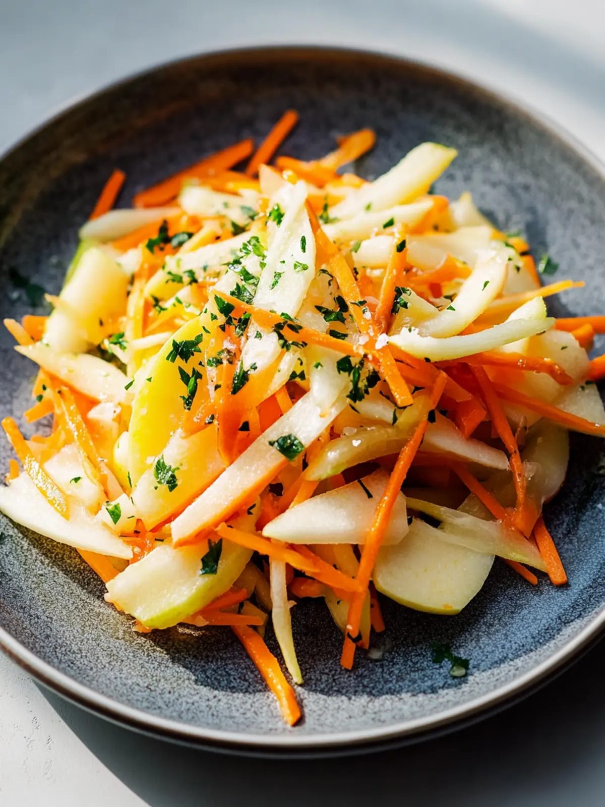 Frischer Kohlrabi-Karotten-Apfel-Salat für einen gesunden Genuss 2 Frischer Kohlrabi-Karotten-Apfel-Salat