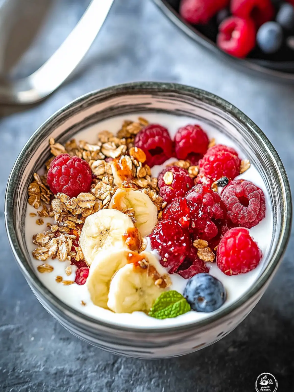 Veganer griechischer Joghurt Superfood-Schüssel für Frühstücksgenuss 3 Veganer griechischer Joghurt Superfood-Schüssel