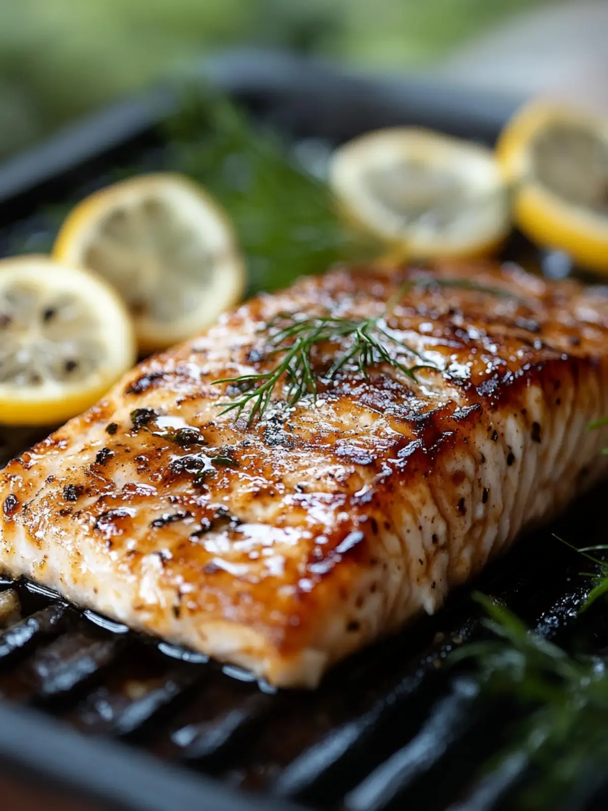Saftiges Lachsfilet vom Grill mit Honig-Senf-Glasur 3 Juicy salmon fillet from the grill