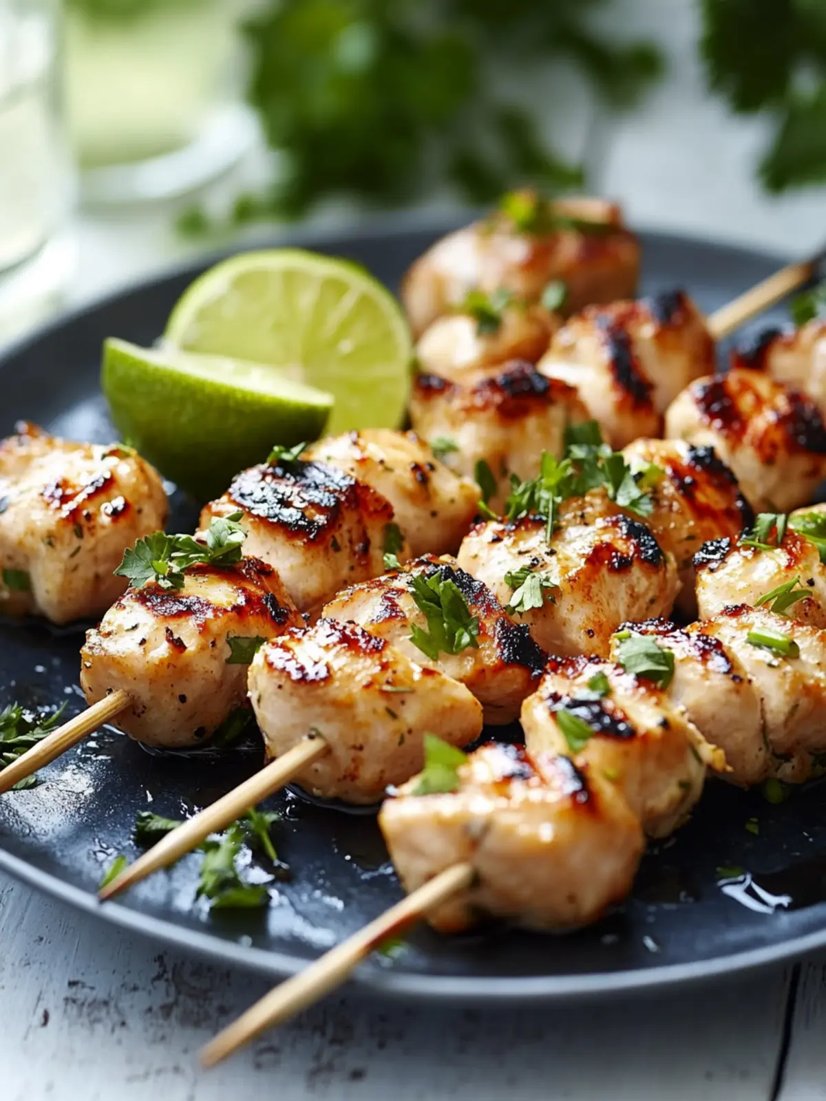 Saftige Knoblauch-Limetten-Hähnchenspieße vom Grill - Sommergenuss! 3 Succulent garlic lime chicken skewers from the grill